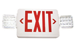 Exit Light Combo Red, All LED - Fully Adj. Square Heads - Auto Test