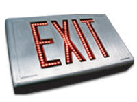 Exit Sign, Cast Aluminum - Direct View  **Long Distance ** Red or Green LED - Battery Backup