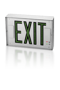 Exit Sign, Steel - Direct View  **Long Distance ** Green LED - Battery Backup