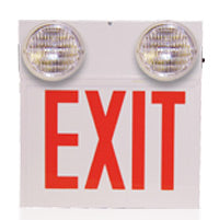Combo Red Steel Exit Light Top Mounted Heads