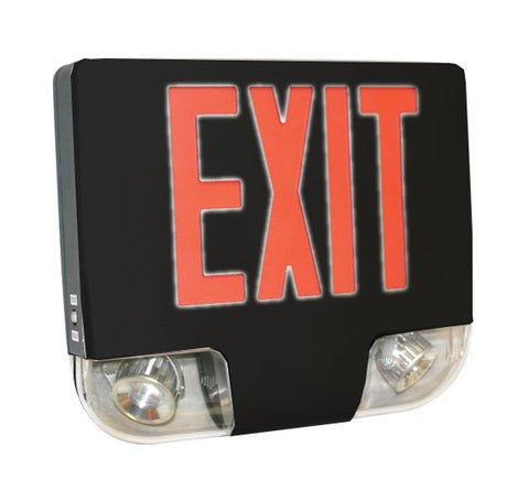 Exit Light Combo, Black Aluminum - Red LED - Emergency Lights LED