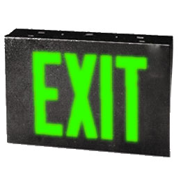 Exit Sign, Galvanized Steel - Green LED - Double Faced - Black - Specifier Grade