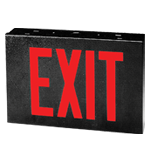 Exit Sign, Galvanized Steel - Red LED - Black - Specifier Grade