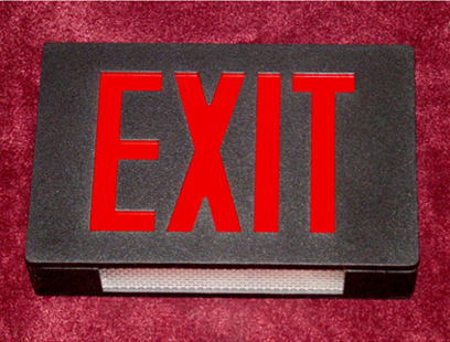 Exit Sign, Steel - Red LED - Black Housing - Battery Backup