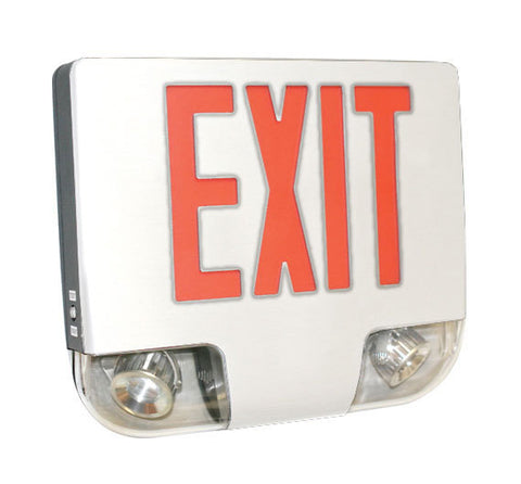 Exit Light Combo, White Aluminum - Green LED - Emergency Lights LED
